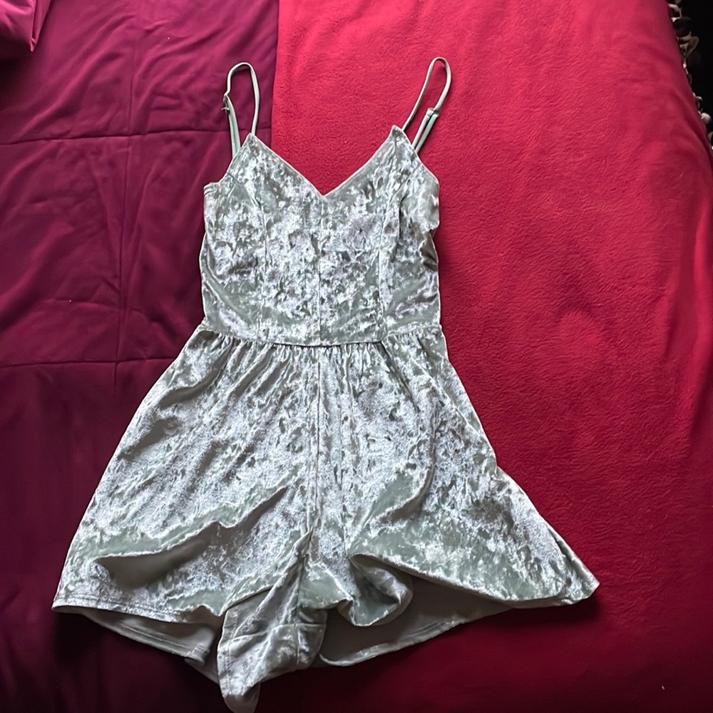 Light Green Velvet Romper